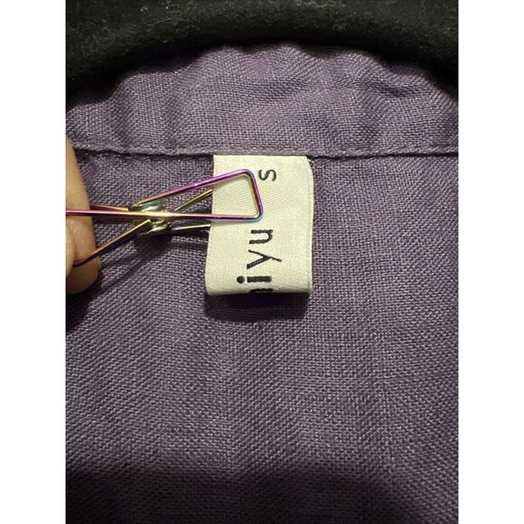 Amazhiyu Dress Small Purple Linen Button Down Midi Collar Sleeveless Pocket Boho - Picture 9 of 16